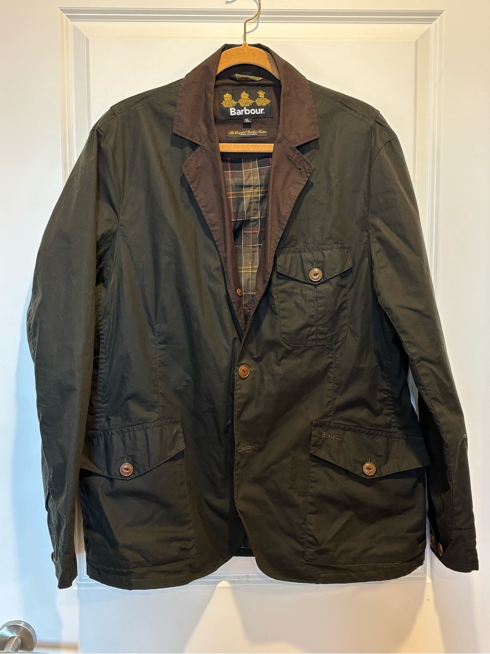 Barbour Lightweight Waxed Jacket Men's XL Green Stanley Olive Sport Coat Beacon
